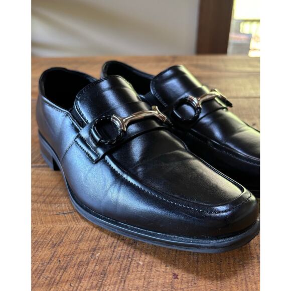 Stacy Adams Boys Solid Black Faux Leather Slip On Loafer Dress Shoes Size 3M - Picture 4 of 12